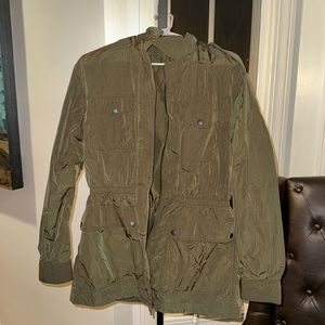 Theory olive green rain jacket. Excellent condition